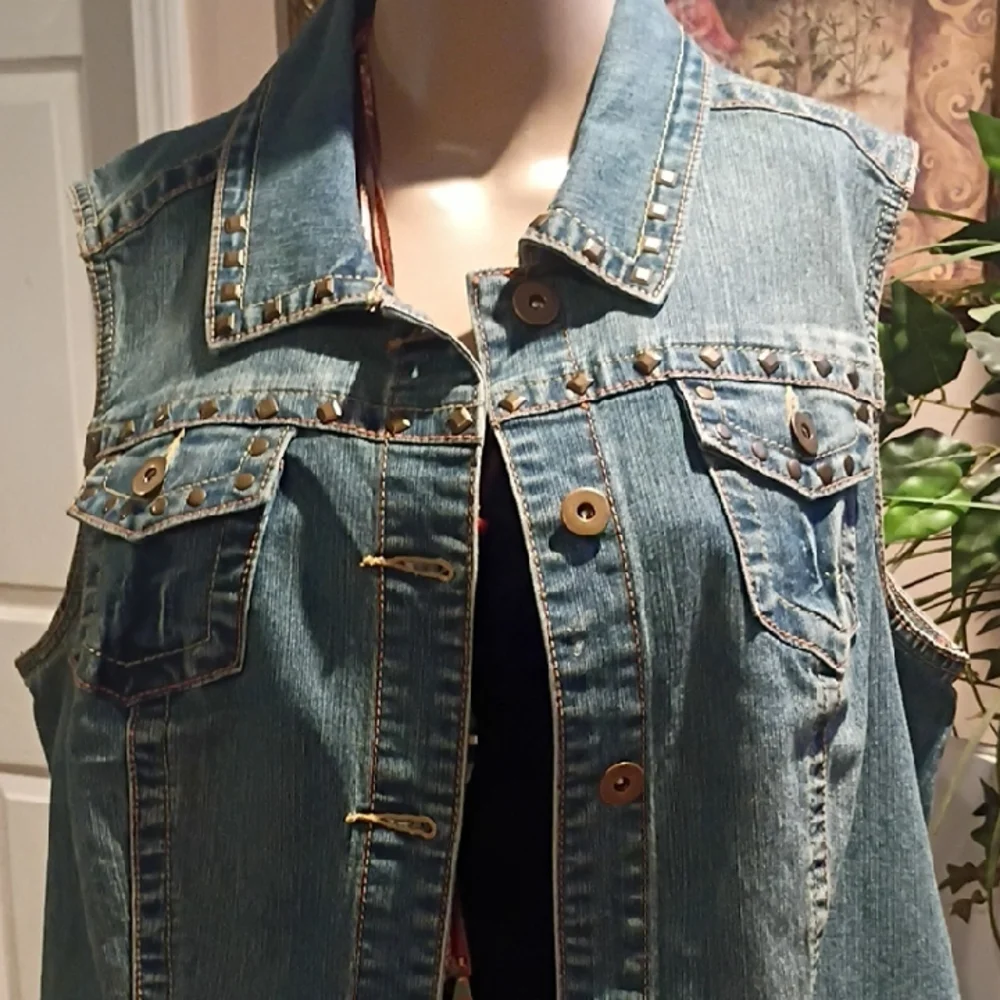 Cato Blue Denim Vest with Button Accents - Picture 1 of 6